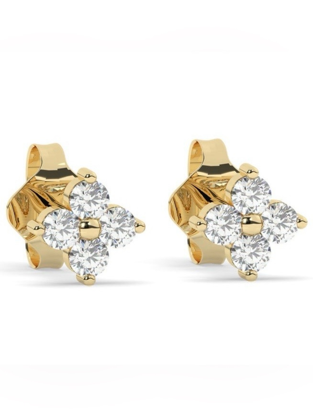 Natural Diamond and 14K Gold Earrings